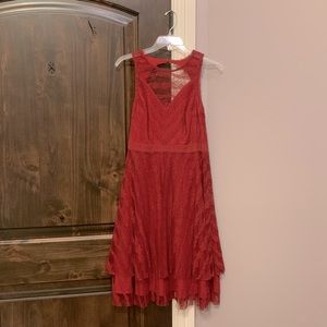 Anthropologie Red Lace Layered Dress